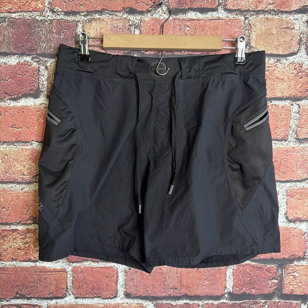 Hylete Quad-Cut Training Shorts Mens Large Black Zipper Pockets Athletic Gym